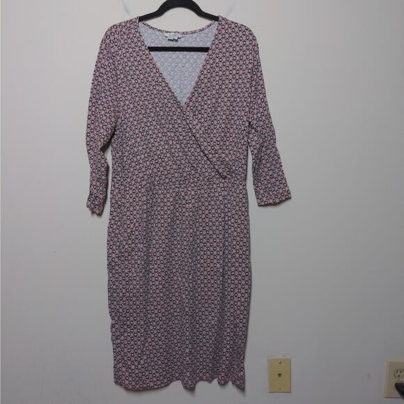 Boden Cressida Floral Print Day Dress Wrap V-neck Midi 14L (Long) - Picture 9 of 9